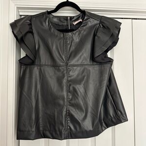 Ces Femme Black Faux Leather Top